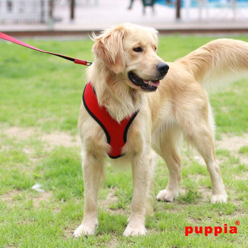 Puppia Soft Dog Harness No Choke Over-The-Head Triple Layered Breathable Mesh Adjustable Chest Belt and Quick-Release Buckle, Red, X-Small - Image 3